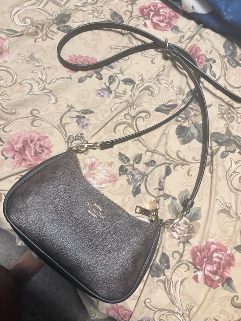 Coach Black Pebbled Terri mini crossbody bag